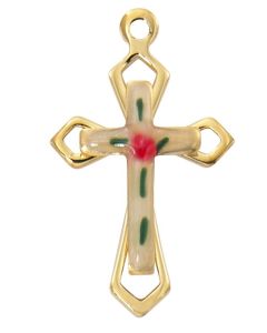 Cloisonne Cross Gold over SS