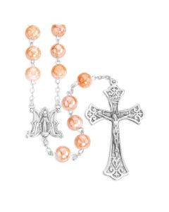 Coral Marbleized Glass Rosary