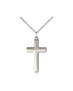 Sterling Silver Matted Plain 1 18" Cross with 18" Chain, gift boxed