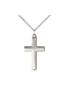 Sterling Silver Plain Matte Finish
1 1/8" Cross with Rhodium Lite 20" Chain, Gift Boxed