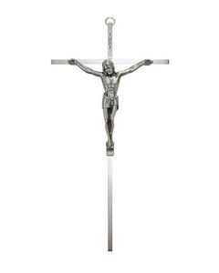 Crucifix 10" Metal with Antique Silver Corpus