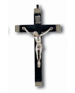 Crucifix 5 1/2" Metal Bound Black with Silver Corpus