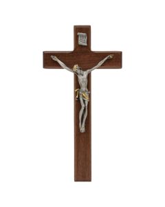 Crucifix Hardwood Pewter 7"