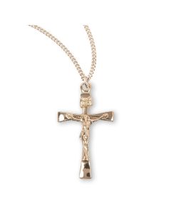 Crucifix pendant Gold over Sterling Silver with 18" gold plated chain