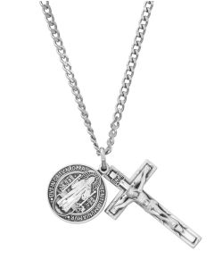 Crucifix/St Benedict 24" Chain