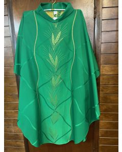 Dark Green Chasuble, Wheat Design
