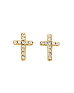 Earrings Gold Crystal Cross