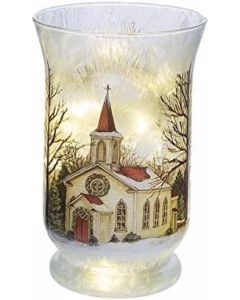 Glass Jar with Church Scene