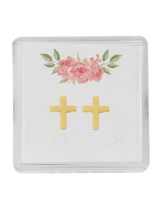 Gold Tone Cross Earrings