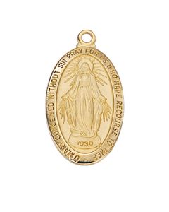 Gold-Plated Pewter Miraculous Medal on 18" Gold Chain