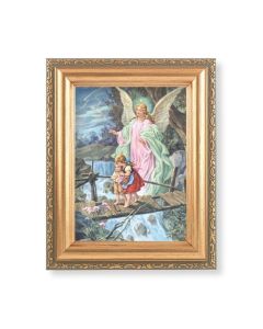 5.5" x 7" Antique Gold Frame with a Guardian Angel Print