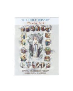Italian 'Bonella' gold-stamped artwork, this large 'Mysteries of the Rosary' booklet includes 32 pages of Mysteries and Catholic prayers. 4x6