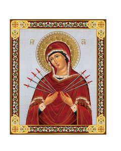 Virgin Mary Seven Swords Sorrows Measures - 7 1/2 Inch (H) x 5 3/4 Inch (W) - thickness of wood 1/2
