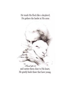 Jesus and the Lamb Holy Card