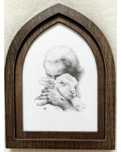 Jesus with Lamb Arched Print