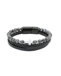 Leather Labradorite Bracelet