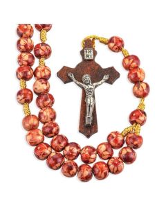 Maroon Flower Bead Rosary