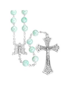 Mint Marbleized Glass Rosary