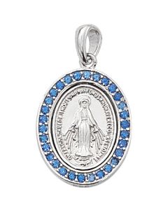 Miraculous Medal Blue Stone