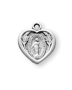 Miraculous Medal SS 1/2" heart