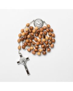Olivewood Rosary with St Bened
