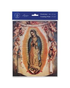 8" x 10" Our Lady of Guadalupe with Angels Print, Printed in Milan, Italy, by Fratelli Bonella
