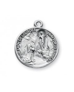 Our Lady of Lourdes Round Sterling Silver Medal