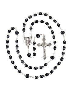Oval Black Wood Rosary