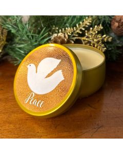 Peace Dove Gold Tin Candle
