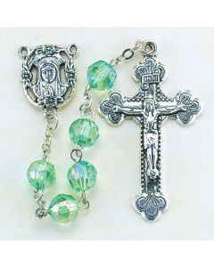 Peridot  8mm Aurora Borealis Faceted Acrylic Birthstone Rosary