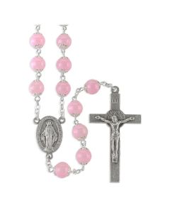 Pink Capped Glass Rosary
