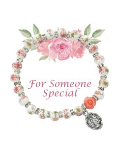 Pink Flower Ceramic Bracelet