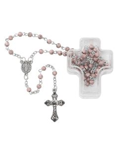 Pink Frosted Glass Rosary