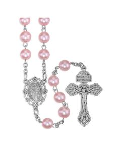 Pink Glass Pearl Rosary