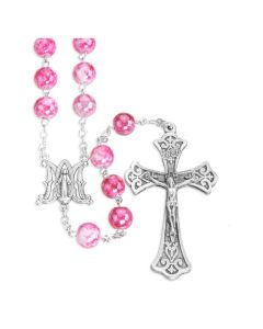 Pink Marbleized Glass Rosary