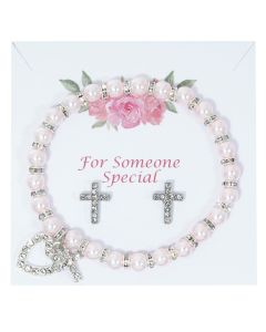 Pink Pearl Bracelet and Crysta