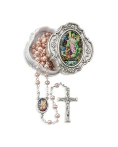 Pink Pearlized Rosary in Box