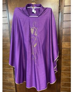 Purple Chasuble with Gold Grape and Wheat Design