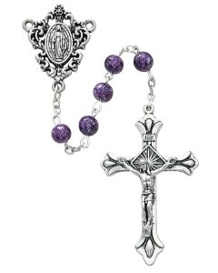 Purple Glass Bead Rosary