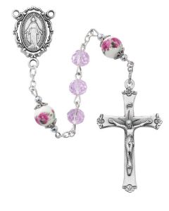 Rosary 8mm Pink Crystal SS