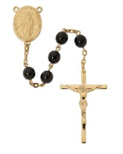 Rosary Black Glass 7mm