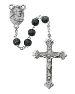 ROSARY BLACK WOOD PEWTER