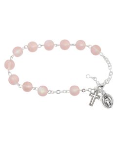 Rosary Bracelet Frosted Pink