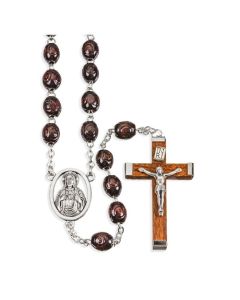 Rosary Maroon Wood Carved