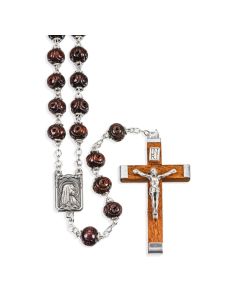 Rosary Maroon Wood carved