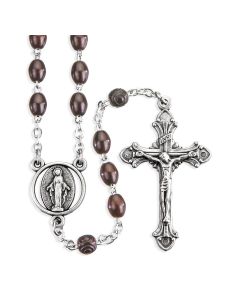 Rosary Maroon Wood Oval