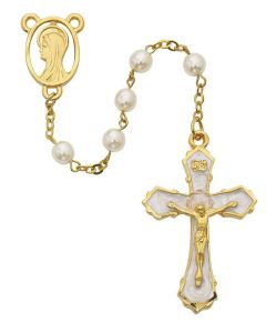 Rosary Pearl Gold Plate