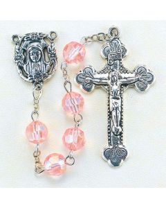 Rose  8mm Aurora Borealis Faceted Acrylic Birthstone Rosary