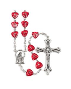 Ruby Heart Shaped Rosary Crystal/Glass