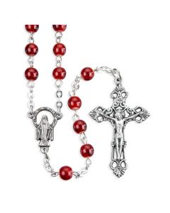 Ruby Speckled Glass Rosary